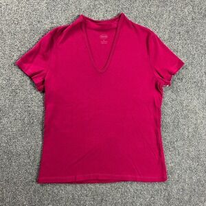 Talbots Top Womens Medium Pink V-Neck Casual Short‎ Sleeve Pima Cotton